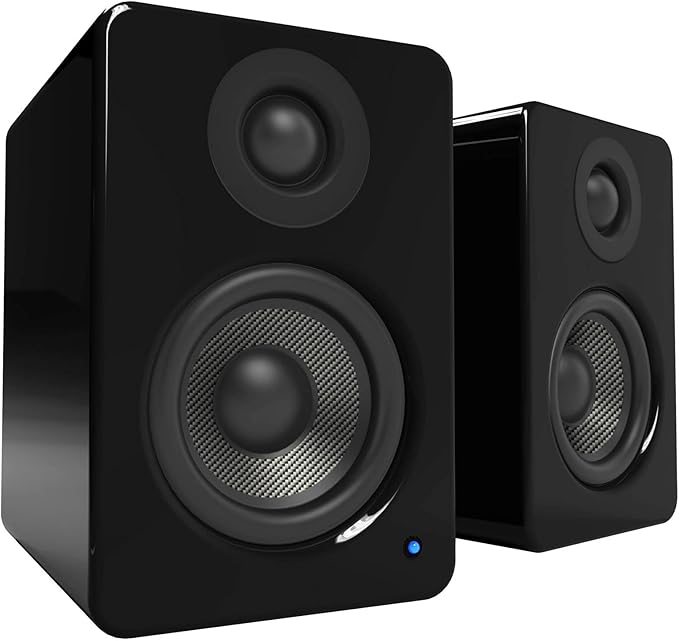 Kanto YU2 Powered Desktop Speakers - 3 Composite Driver 3/4 Silk Dome Tweeter Built-in USB DAC - Gloss Black (Renewed)