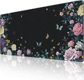 Gaming &amp Office Mouse Pad - 48x 24 Extended 3XL Desk Mat with Stitched Edges Non-Slip Rubber Base Giant Computer Mousepad for Laptop Keyboard PC - Flower Pattern Desk Protector