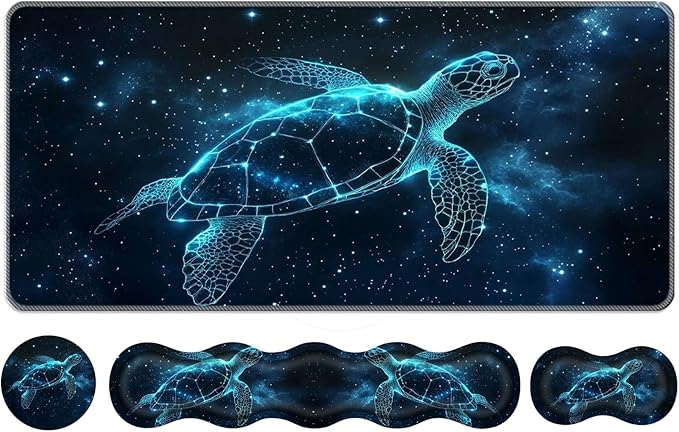 Keyboard Wrist Rest SetMemory Foam Wrist Support Mouse Pad31.5x11.8 Desk Mat for Comfortable Typing &amp Pain ReliefNon-Slip Base for Office &amp Home Use - Starry Sea Turtle