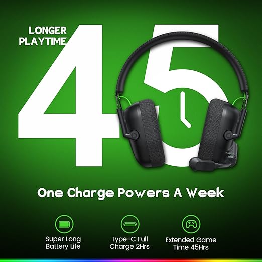 WESEARY Wireless Gaming Headset 2.4GHz &amp Bluetooth 5.4 Gaming Headphones with ENC Mic Ultra-Low Latency Stereo Sound Soft Earmuffs Wireless Headsets for PS5 PS4 Switch PC Mac