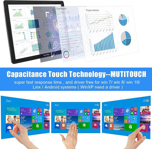 15 Inch Touch Screen Monitor 1024x768 Support HDMI VGA AV USB BNC 10 Points Capacitive Touch TFT LED Monitor for Laptop PC Xbox PS5/PS4 Switch POS Systems Built-in LounSpeakers