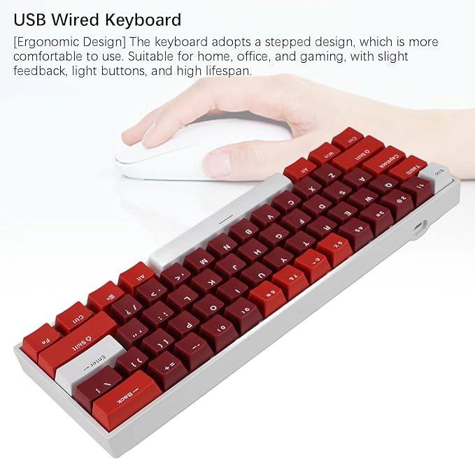 Yoidesu Mechanical Keyboard USB C Wired Gaming Keyboard Ham Theme Keycap RGB Backlit 61 Keys Blue Switch Computer Keyboard for Wins 2000 ME for Vista