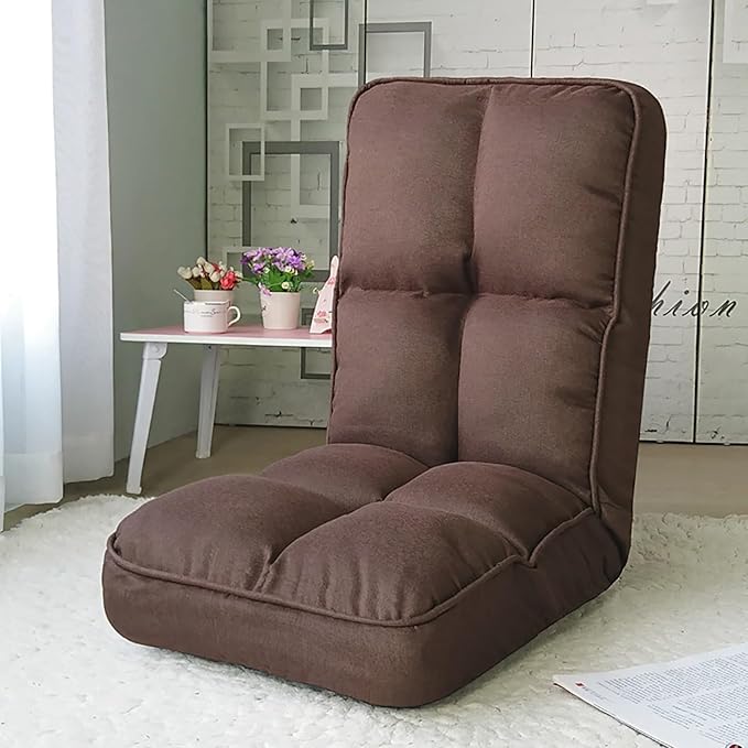 NaKeah Folding Sofa Chair 6-Position Adjustable Floor Lazy Recliner High Back Reading Gaming Lounge Chair for Living Room Bedroom OfficeBS