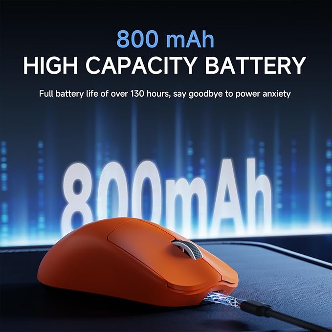 X23Pro Wireless Gaming Mouse 2.4G/BT5.0/USB-C Esports Gaming Mouse 800mAh Rechargeable Lightweight Mouse Gaming 12000 DPI Wireless Mouse with 6 Programmable ButtonsFor Laptop/PC/Mac Orange