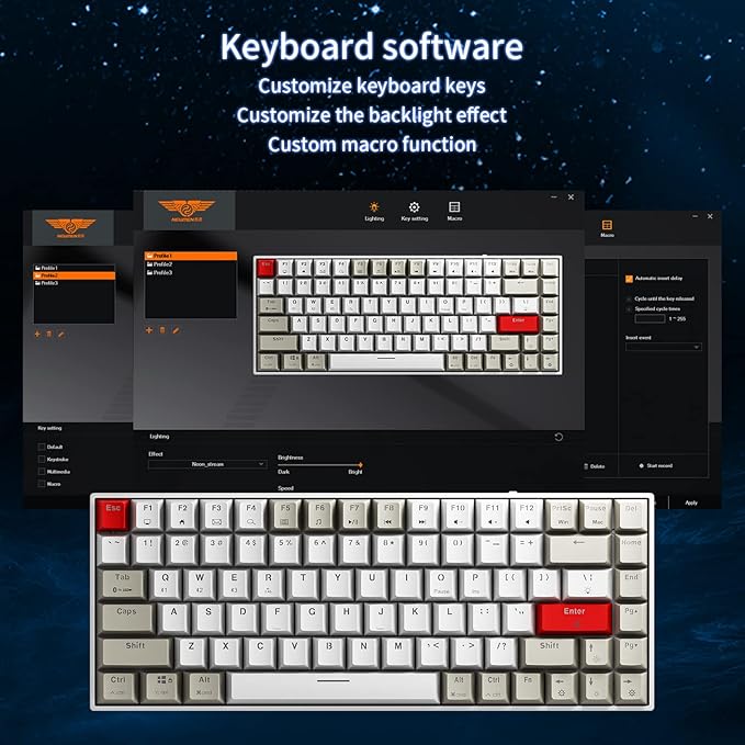 Newmen GM840 Wireless Mechanical KeyboardWired/Bluetooth/2.4G 75% Compact RGB Backlit Hot Swappable Mini Gaming KeyboardUSB C 84 Keys Small Computer Keyboards for PC/Laptop/Win/MacBrown Switches