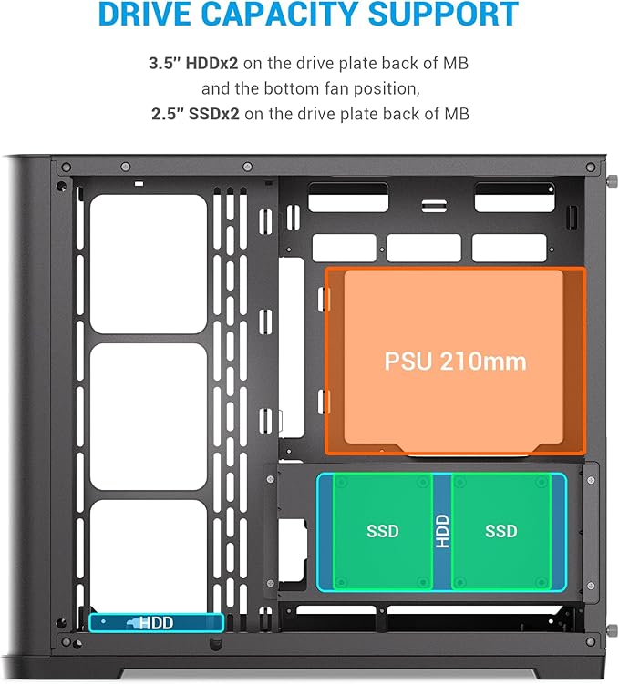 SAMA V60 Mid Tower PC Case Curved Tempered Glass Panel 7×120mm ARGB PWM Fans with Fan Hub USB Type-C High Airflow ATX PC Case for Case PC Gaming Back-Connect Ready 360mm AIO Support – Black
