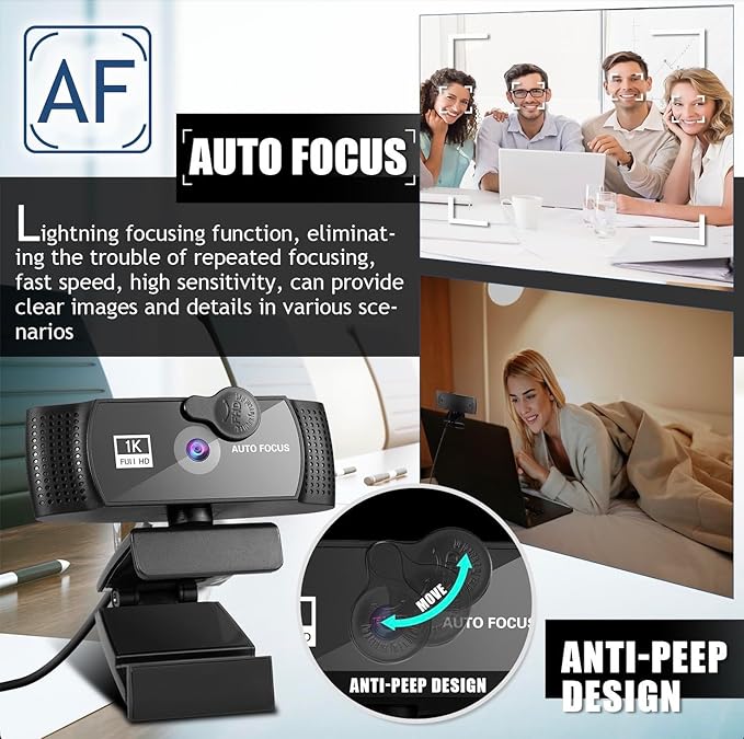 1080p Webcam with Microphone Web cam with Mic USB Adapter Plug and Play Computer Webcam for Online Calls Zoom