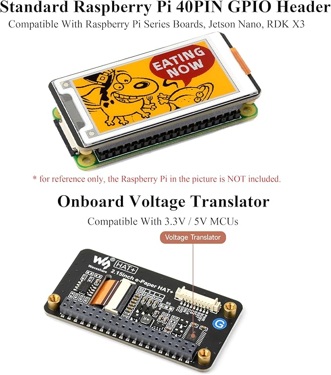 2.15inch E-Paper Display Compatible with Raspberry Pi 5/4B/3B+/Zero/Zero W/Zero 2W/Pico/Pico W/Pico 2/Jetson Nano 296x160 Pixel E-Ink Display Red/Yellow/Black/White SPI Interface with Driver Board