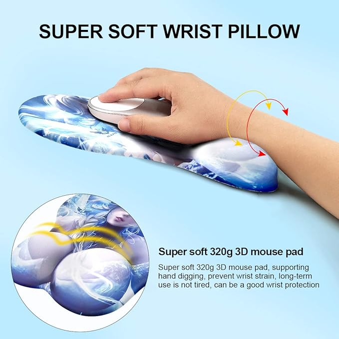 Cute Soft Sexy Cartoon 3D Big Breast Boobs Silicone Wrist Rest Support Mouse Pad Mat Gaming Mousepad 3D Mouse Pads with Wrist Support KG Alpha Frozen Elsa
