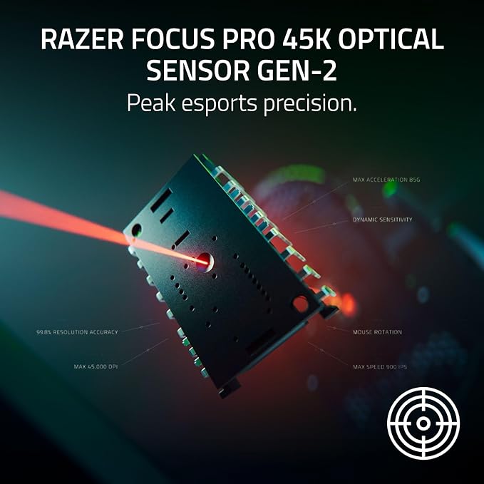 Razer DeathAdder V4 Pro Wireless Gaming Mouse – Lightweight 56g HyperSpeed Wireless Gen-2 Gen-4 Optical Switches Optical Scroll Wheel Focus Pro 45K Sensor Up to 150Hr Battery Black (Renewed)
