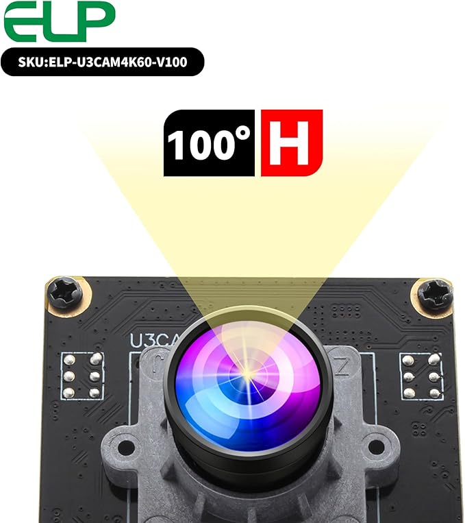 ELP High Speed 4K 60FPS USB Camera Module for Computer Mini UVC 2160P USB3.0/2.0 Lightburn Cameras for Windows Linux Mac Pi Wide Angle 100°(H) IMX678 Webcam Board for PC Laptop Jetson Nano