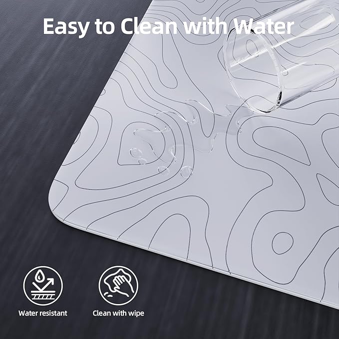 Attack Shark CM05 Contour Glass Gaming MousepadNano-Micro-Etched TextureSmooth Glass SurfaceHigh AccuracyFast-MovingAnti-ScratchPU Leather Super Non-Slip BaseLarge Size(450×400mm)White contour