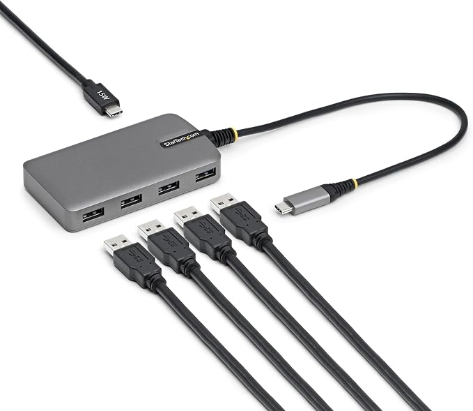 StarTech.com 4-Port USB-C Hub 5Gbps Data Transfer Bus-Powered USB 5Gbps Splitter 4X Type-A Ports Extender for Laptops Compatible with MacBook Dell XPS Surface Pro Chromebook