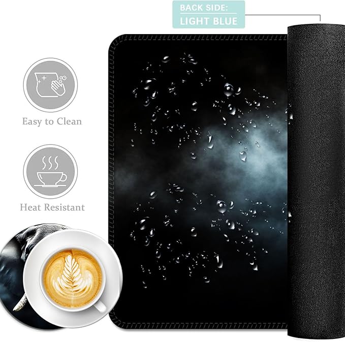 Keyboard Mouse Pad Set Extended Gaming Mouse Pad+Ergonomics Keyboard Wrist Rest Support Memory Foam Easy Typing Pain Relief 4Pcs XL Ultra Thick Desk MatMisty Elephant
