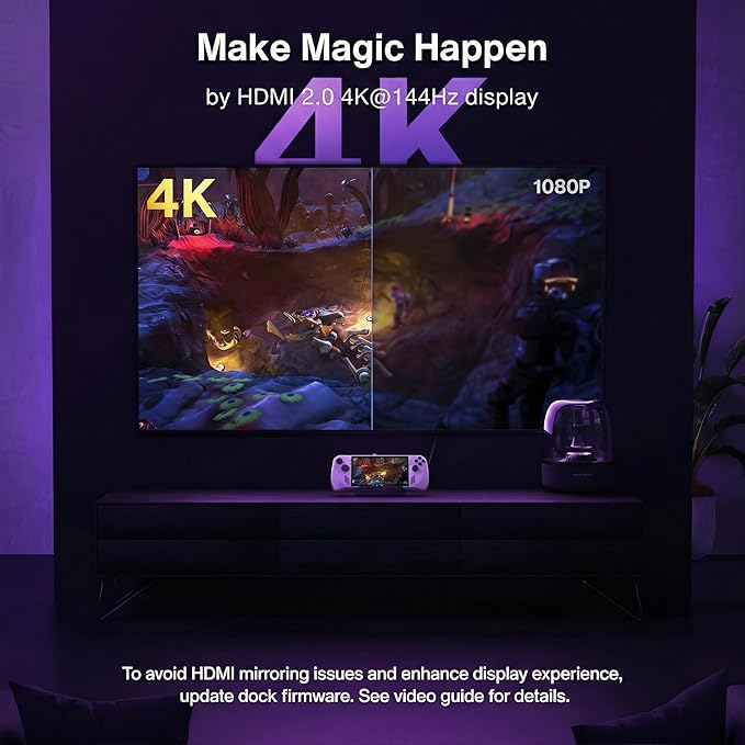 iVANKY 4K@144Hz/ 4K@120Hz HDMI 2.1 ROG Ally Dock 8-in-1 Aluminum Docking Station for Steam Deck OLED &amp ROG Ally X 100W PD Charge 1Gbps Ethernet 3 USB 3.0 Pro Gaming Stand Hub Midnight Blue