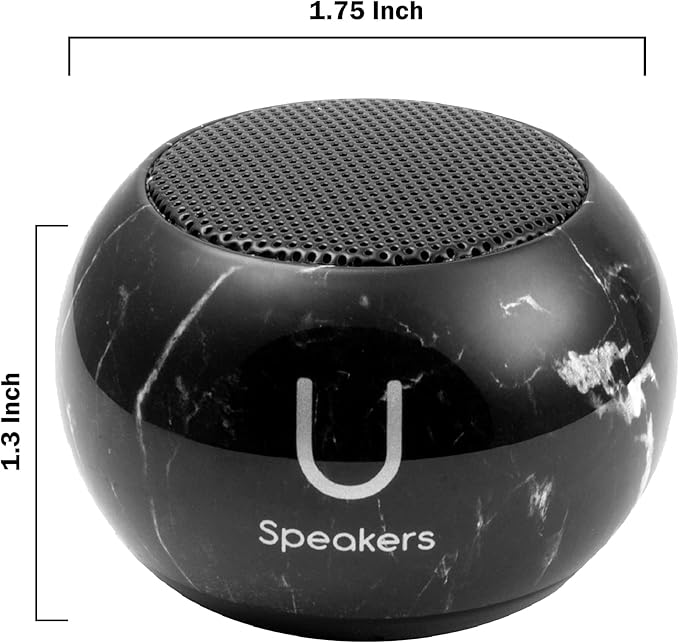Fashionit U Speakers Mini Bluetooth Computer Speaker 2-Pack Bundle with Matching Speaker Built-in Mic &amp Selfie Remote Control for Workspace Desktop Laptop Mobile Tablet PC - Black Marble