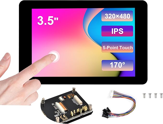 3.5inch Capacitive Touch Screen Compatible with Raspberry Pi 5/4B/3B+/3B/3A+/Pico W/Pico 2W/ ESP32 320x480 IPS LCD 5-Point Touch SPI and I2C Interfaces Pigo Pin or 13PIN Cable Dual Connections