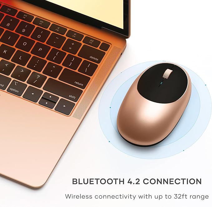 Satechi M1 Wireless Bluetooth Mouse USB-C Rechargeable Compact &amp Portable for MacBook Air/Pro M5/M4 iPad Air/Pro M5/M4/M3 iPad mini Mac mini iMac &amp Windows - Gold