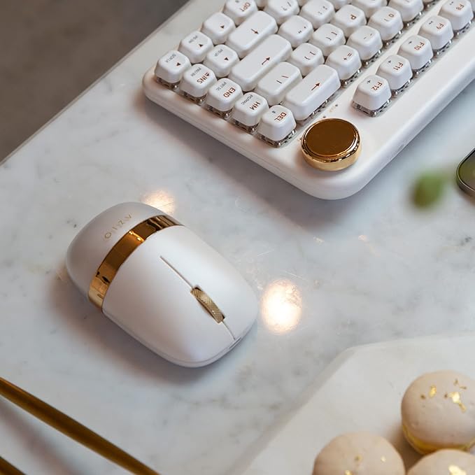 Azio IZO Wireless Optical Mouse - Bluetooth 3.0 &amp 5.0/2.4G RF-USB Ambidextrous Design PixArt PAW3212 Sensor 1000/1600/2400 DPI Rechargeable PC &amp Mac