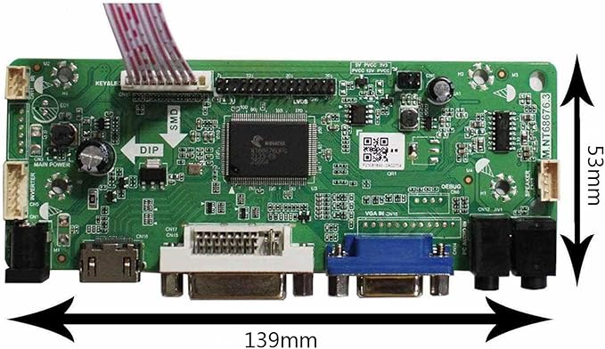 VSDISPLAY DVI VGA Audio LCD Controller Board 68676.3 Work for 19 1600x900 M195RTN01.0 M195RTN01.1 30 Pin LVDS Interface WLED Backlight LCD Screen