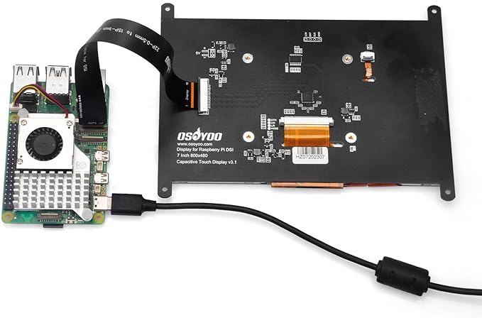 OSOYOO 7 Inch DSI Touch Screen LCD Display 800x480 for Raspberry Pi 5 4 3A 3B+ 2 - Portable Capacitive Touchscreen Monitor with DSI Cable - Great for DIY IOT Circuits and Coding Beginners