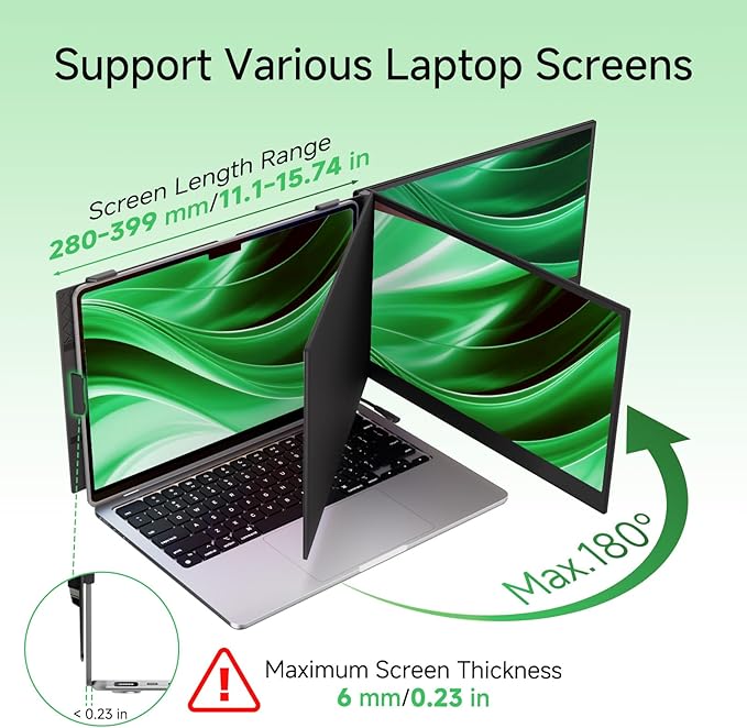 Laptop Screen Extender - 14” Ultra Thin and Light Travel Monitor for Laptop FHD 1080P Portable Second Monitor IPS Screen Display Plug &amp Play for Mac Windows Android iOS