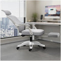 Desk Chair with Foot Rest Retractable Footrest with Adjustable Lumbar Support Desk Chair Comfy Breathable Meshfor Home/Study/WorkingGrey