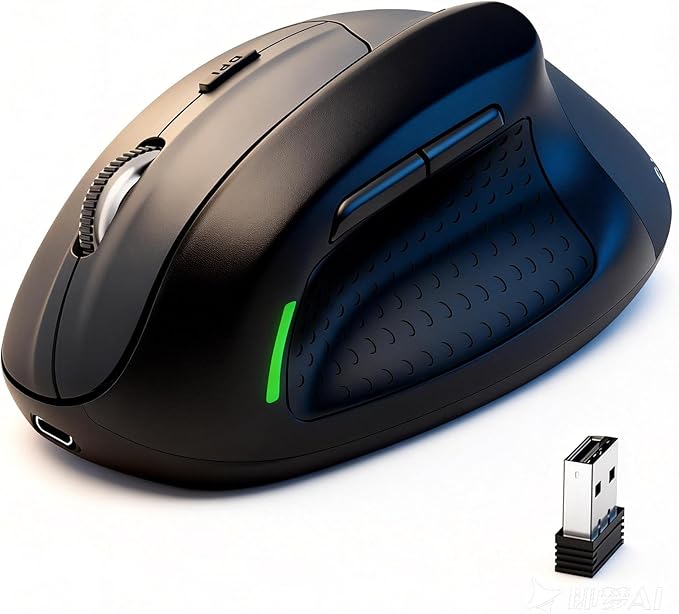 XUANGUI Vertical Ergonomic Quiet Wireless Mouse Rechargeable Bluetooth 5.1/2.4G/USBC Tri-Mode Cordless Computer Mice for Large and Medium Hands Max 4800 DPI Type C Witeless for PC Laptop Mac Tablet