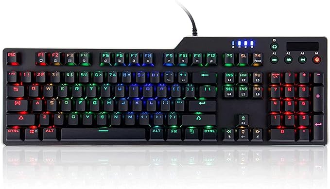 Gaming Mechanical KeyboardWired Gaming Mechanical Keyboard Computer Keypad with Multimedia Knob and RGB Backlight for Laptop PCComputer PC