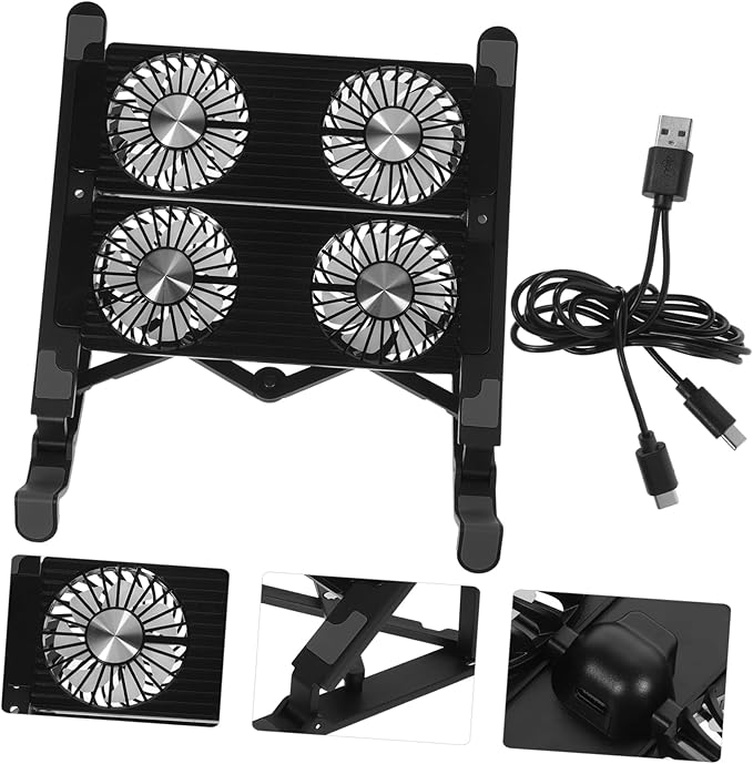 COHEALI 1set Cooling Laptop Stand Base Ergonomic Design and Four Fans for Heat Dissipation Adjustable Height for Gaming and Office Use