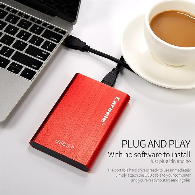 Portable SATA External Hard Drive HDD 500GB USB3.0 Ulra-Fast File Transfers (500GB Red)