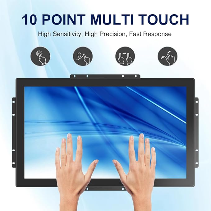 21.5 Inch FHD Capacitive Touch Screen Monitor10-Point Multi-Touch Industrial Display with HD-MIVGAVESA Mounting Open Bracket InstallationOpen Frame Touch Monitor