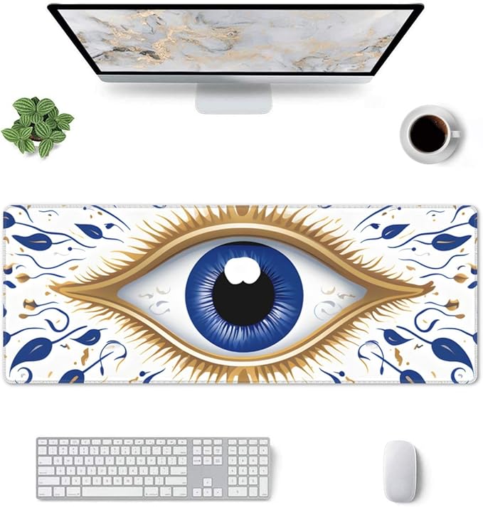 Ancient Hamsa Eye Ethnic Large Mouse Pad XL Extended Gaming Pad Waterproof Desk Mat for Desktop Keyboard Non Slip Mousepad for Office Game Home 32.15x11.8