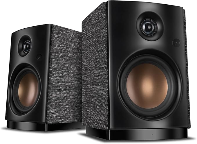 HiVi-Swans OS-10 HiFi Stereo Speakers Bluetooth 5.0 Active Computer Bookshelf Speakers - 4'' Dynamic Woofer Powered Desk Speakers 62w RMS with Touch Control for PC/Phone/TV - Black