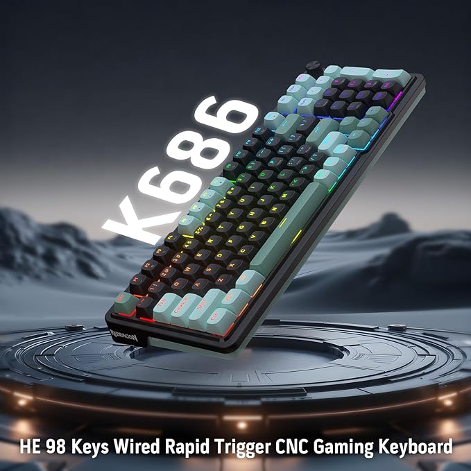 Redragon K686 HE Rapid Trigger Gaming Keyboard 8K Wired Mechanical Keyboard w/Next-Gen UltraMag 100% POM Silky Magnetic Switch Dual-Module Floating Patent Structure Design 2-Layer Noise Dampening