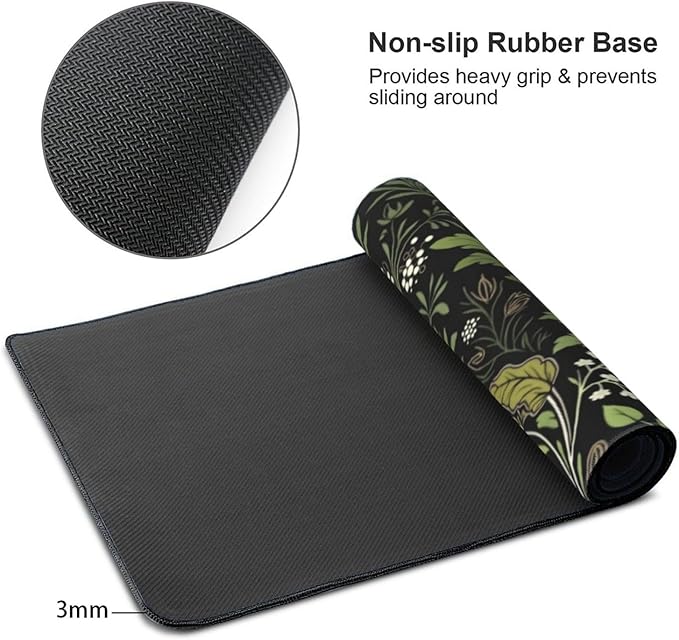 Botanical Garden Floral Mouse PadDesk MatLarge Waterproof Non-Slip Rubber Mousepad with Stitched Edges Office Home Computer Desk Accessories35.4X15.7