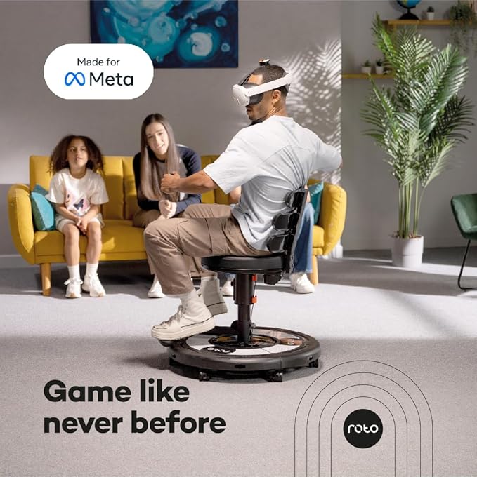 Roto VR Motion Gaming Chair for Meta Quest Oculus PC VR Immersive 360° Experience with Head Tracking &amp Full-Body Haptics Reduces Motion Sickness Compatible with Meta Pico Vive Apple Vision