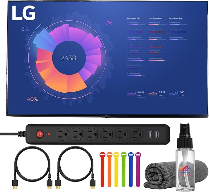 LG UL3G 50 Class 4K UHD LED Display | 3840×2160 IPS Panel HDR Support webOS Smart Platform &amp Commercial-Grade Design | Great for Conference Rooms &amp Digital Signage + 2X HDMI + Cable Ties +