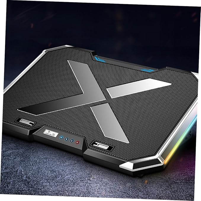 Adjustable RGB Led Laptop Cooler Pad Notebook Cooling Base LCD Touch for Under Gaming and Office