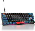 Protable 60% Percent Gaming Keyboard Mechanical Mini Compact Backlit 68 Keys Wired Office Keyboard with Red Switch for Mac/Win (Monstor Black/red Switch 68)