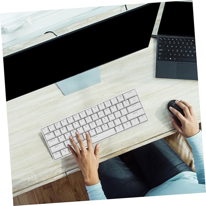 Mikikit Compact Wired Mechanical Gaming Keyboard RGB Backlit Keys White Design Ergonomic Comfort for Laptops