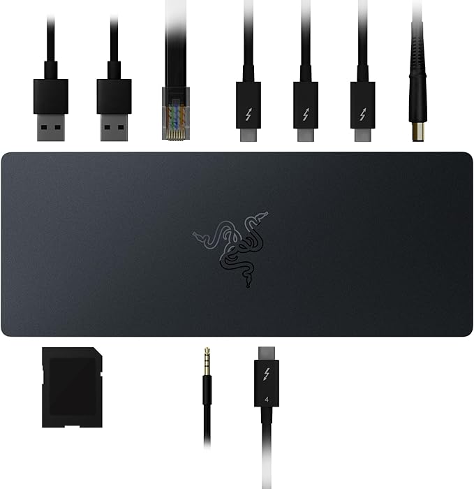 Razer Thunderbolt 4 Dock: 10 Ports in 1 - Dual 4K or Single 8K Video Output - USB A and C Hub 2.5 GbE Thunderbolt 3 Mac and PC Compatible - Thunderbolt 4 Certified - Passthrough Charging - Chroma
