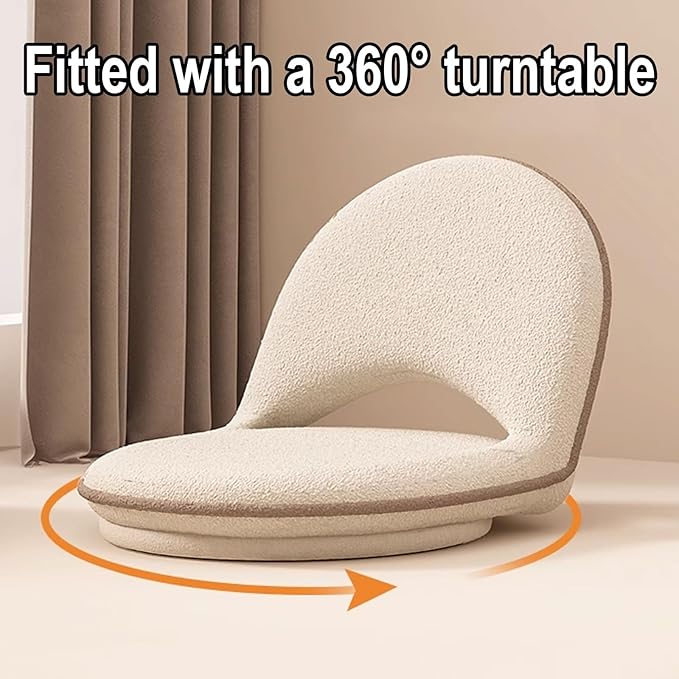 Gaming Chair Floor with Metal Frame Convertible Chaise Lounge Bottom Can Rotate 360° Floor Seat Adjustable Backrest for Living Room Bedroom Balcony(Rose)