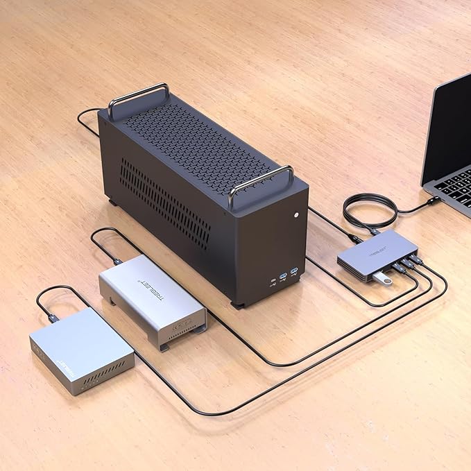 TREBLEET Slim Thunderbolt 4 Hub with 85W Charging Single 8K or Dual 4K Display Compatible with Thunderbolt 3/USB4 MAC OS &amp Windows OS with Four 40Gbps Thunderbolt 4 Ports One USB A 3.2 Gen2 Po
