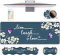 4 in 1 Ergonomic Keyboard Wrist Rest &amp Mouse Pad Wrist Rest Set Large XXL Gaming Desk Mat 31.5x 11.8 with Non-Slip Base Memory Foam for Home Office Study Gaming Floral Quote Live Laugh Love