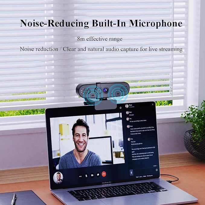 GIZNXBA Webcam with Microphone HD Light Correction Noise Cancellation Autofocus Wide-Angle Lens Plug &amp Play USB Webcam for Laptop Desktop Streaming &amp Online Meetings(4k)
