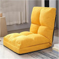 ELEFOCUS Adjustable 5-Position Folding Sofa Chair Padded Lazy Floor Recliner Bed for Gaming - Yellow Linen Lounge Sleeper Seat(Yellow)