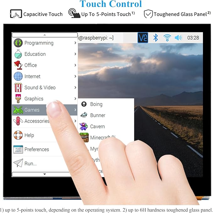 3.5inch DPI LCD Compatible with Raspberry Pi 5/4B/3B+/3B/2B/Zero/Zero W/WH/Zero 2W Capacitive Touch Screen 640x480 Resolution IPS LCDToughened Glass Cover Low Power