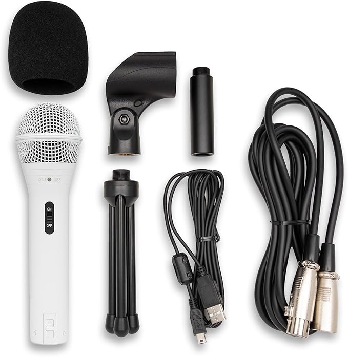 Samson Q2U Handheld Dynamic USB Microphone Recording and Podcasting Pack (White)