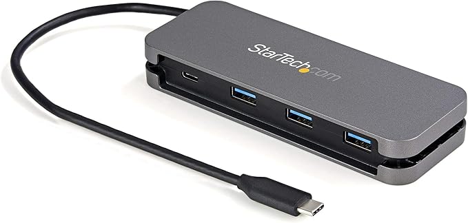 StarTech.com 4 Port USB C Hub - 3X USB-A/1x USB-C - 5Gbps USB 3.0 Type-C Hub (3.2/3.1 Gen 1) - Bus Powered - Portable USB-C to USB-A Adapter Hub - 11.2 (28.5cm) Cable w/Cable Management (HB30CM3A1CB)